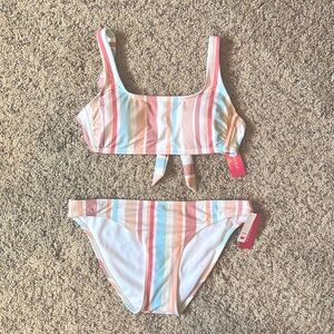 Xhilaration Pastel Multicolor Stripe Swimsuit. Top size D/DD Bottoms size Large